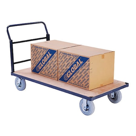 Global Industrial Steel Bound Platform Truck w/Wood Deck, 60 x 30, 8 Pneumatic Casters, 1200 Lb. Capacity 241715